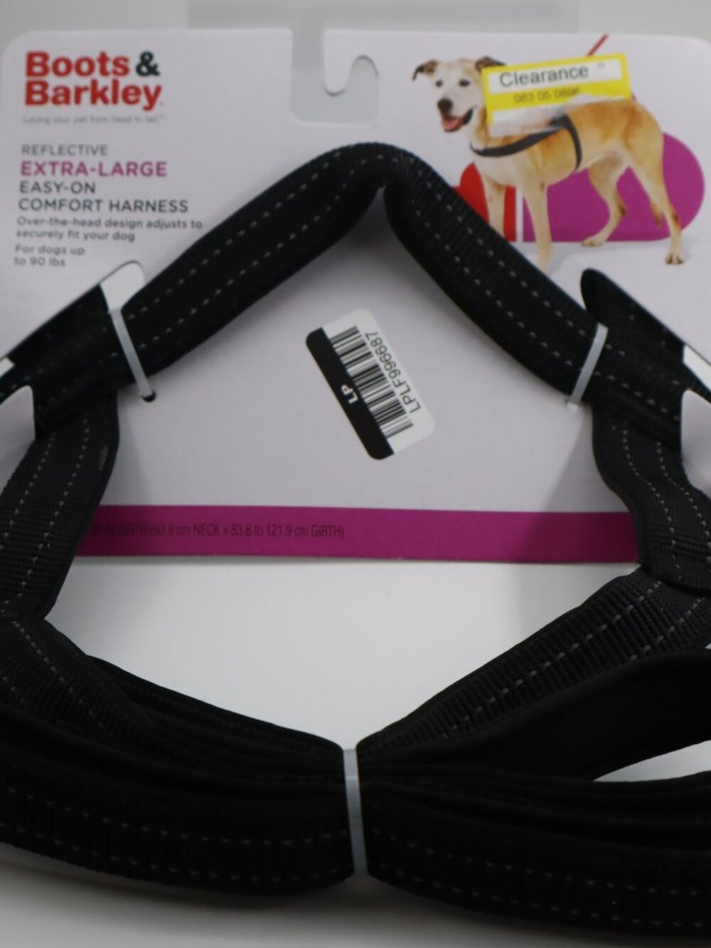 NWT Boots & Barkley Reflective XL Easy-On Comfort Harness - Black